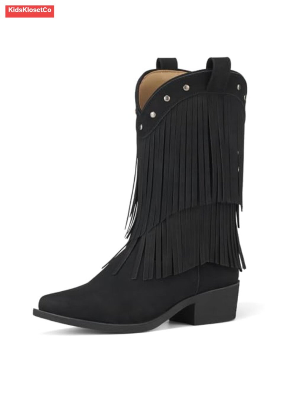 Girls Cowboy Boots with Tassel, Snip Toe, TPR Outsole, Western Boots for